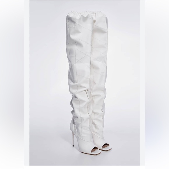 Elegant Black Over-the-Knee Peep-Toe Stiletto Boots. Size 7 - Picture 13 of 13